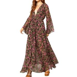 Misa Los Angeles GIA Maxi Flora Fuschia  Dress Size S